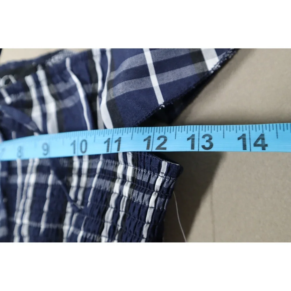 Beautees Big Girls Smocked Bodice Plaid Taffeta Tiered Maxi Dress - Navy- Size 7